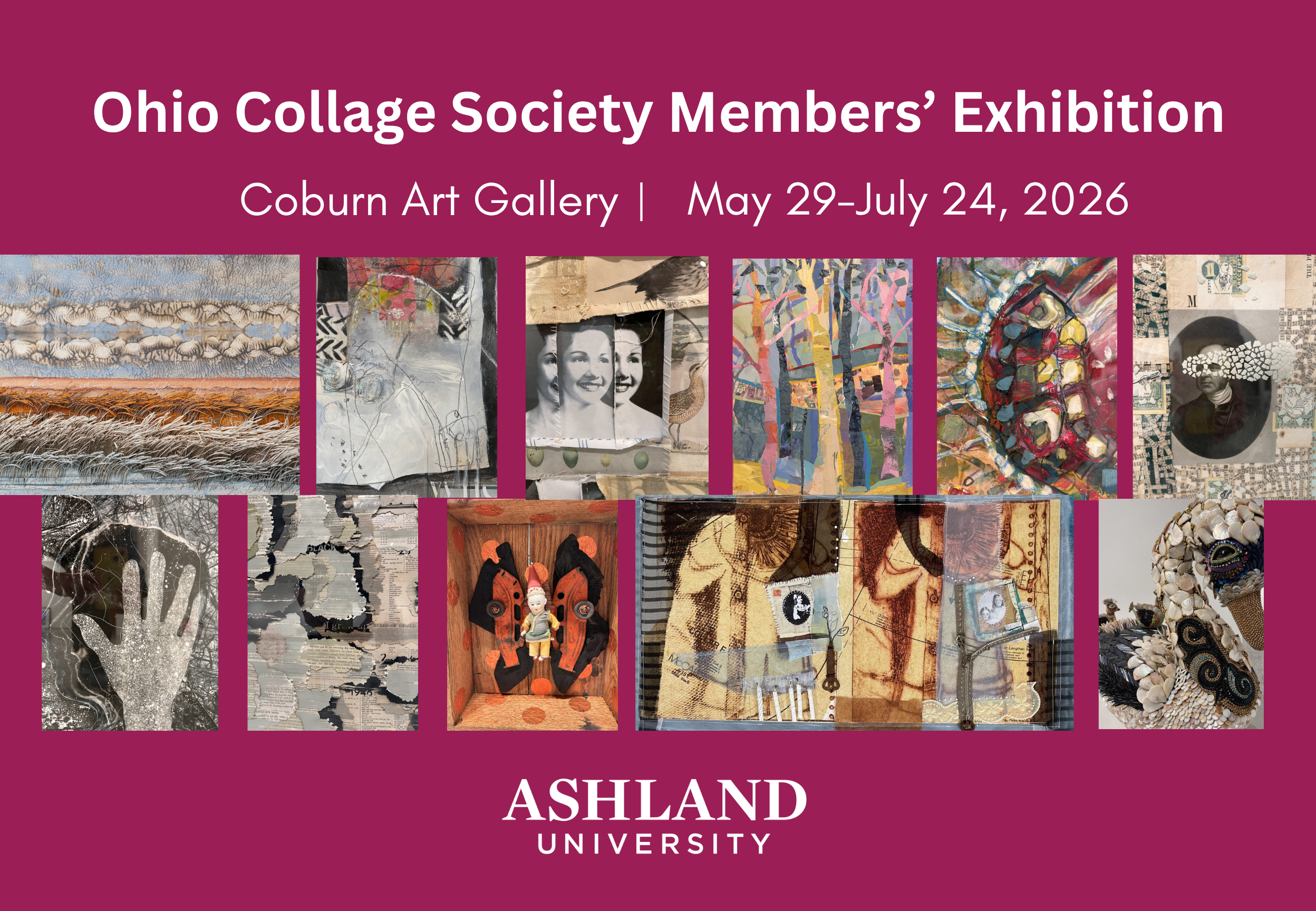 Regional exhibition of Ohio Collage Society opening May 29 at Coburn Art Gallery